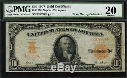 1907 $10 Gold Certificate FR-1170 Graded PMG 20 Very Fine RARE