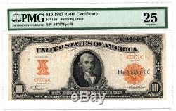 1907 $10 Gold Certificate Fr. 1167 PMG Very Fine 25, Y00006322