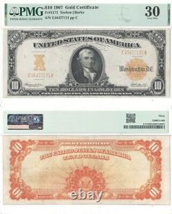 1907 $10 Gold Certificate Fr 1172 PMG Very Fine-30