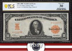 1907 $10 Gold Certificate HILLEGAS PCGS 30 Fr 1167 45826
