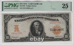 1907 $10 Gold Certificate Note Currency Fr. 1172 Teehee / Burke PMG Very Fine 25
