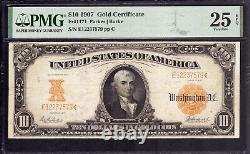 1907 $10 Gold Certificate Note Parker Burke Fr. 1171 Pmg Very Fine Vf 25 Epq