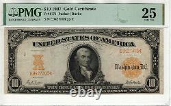 1907 $10 Gold Certificate Note Parker / Burke Fr. 1171 Pmg Very Fine Vf 32 (303)