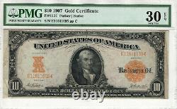 1907 $10 Gold Certificate Note Parker/burke Fr. 1171 Pmg Very Fine Vf 30 Epq(695)