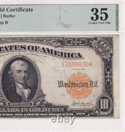 1907 $10 Gold Certificate PMG 35 Choice VF Small S/N Parker-Burke Sigs Rare