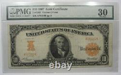 1907 $10 Ten Dollar Gold Certificate PMG 30 Very Fine #101207