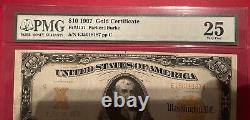 1907 $10 US GOLD Certificate LARGE SIZE- PMG 25 Very Fine Certified Beauty