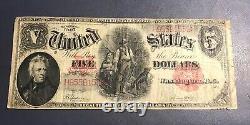1907 $5 wood chopper Legal tender note, Fine plus