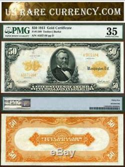 1913 $50 Gold Certificate FR-1199 PMG Graded Choice Very Fine 35