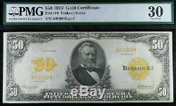 1913 $50 Gold Certificate Fr # 1199 Very Fine PMG 30