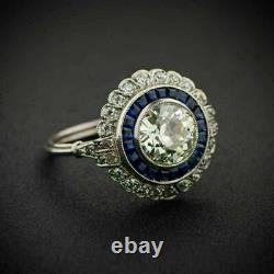 1920's Old Vintage Art Deco 2.55 Carat Old European Cut Lab-Created Diamond Ring