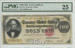 1922 $100 Gold Certificate FR#1215 PMG 25 Very Fine