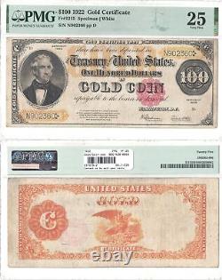 1922 $100 Gold Certificate Fr 1215 PMG Very Fine-25