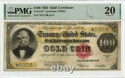 1922 $100 Gold Certificate Small Red Speelman White Fr# 1215 PMG VF20 Star