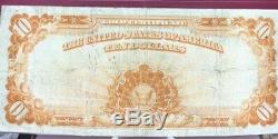 1922 $10.00 Yellow Seal Gold Certificate Fine + Raw Bin Free Shipping