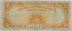 1922 $10 Dollar Large Size Note Gold Certificate Currency F-1173 Choice Fine+