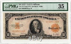 1922 $10 Gold Certificate! Choice Very Fine 35! Fr. 1173! BRILLIANT GOLD COLOR