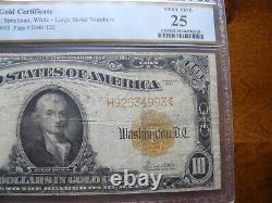 1922 $10 Gold Certificate FR #1173 PCGS Banknote 25 Very Fine