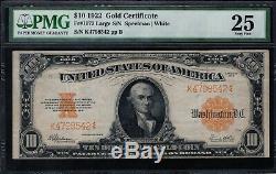 1922 $10 Gold Certificate FR 1173 Speelman White PMG VF 25 Note Very Fine VF25