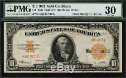 1922 $10 Gold Certificate FR-1173a Graded PMG 30 Very Fine