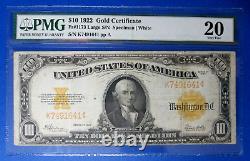1922 $10 Gold Certificate Fr# 1173 Large S/N PMG Graded 20 Very Fine