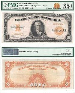 1922 $10 Gold Certificate Fr-1173a PMG-35 EPQ