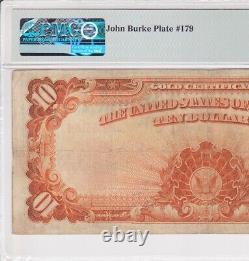 1922 $10 Gold Certificate Fr. #1173am Mule John Burke Plate 179 PMG 20 VF Rare