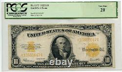 1922 $10 Gold Certificate Large Currency Note PCGS 20 Very Fine Fr 1173 BP961