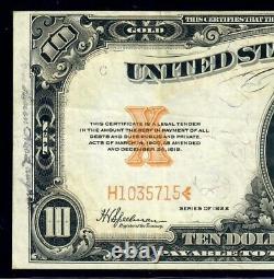 1922 $10 Gold Certificate Mule Fr. 1173m Large Serial # PMG 30