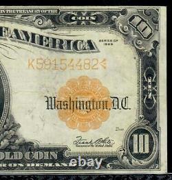 1922 $10 Gold Certificate Note Fr. 1173 Large Serial Numbers # PCGS 30 Very Fine