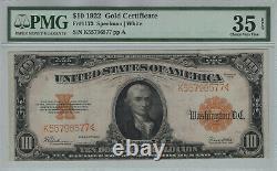 1922 $10 Gold Certificate Note Large S/n Fr. 1173 Pmg Choice Very Fine Vf 35 Epq