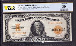 1922 $10 Gold Certificate Note Speelman White Fr. 1173 Pcgs B Very Fine 30