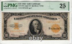 1922 $10 Gold Certificate Note Speelman / White Fr. 1173 Pmg Very Fine 25 (251)
