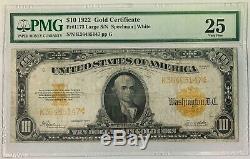 1922 $10 Gold Certificate PMG Very Fine 25 Large Note Currency