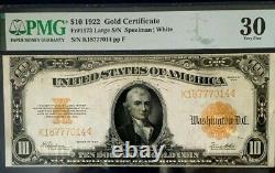 1922 $10 Gold Certificate Pmg30 Very Fine, Speelman/white 8925