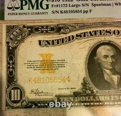 1922 $10 Gold Certificate Pmg 30 Very Fine Large S/n, Speelman/white 3680