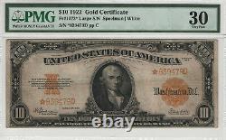 1922 $10 Gold Certificate Star Note Large S/n Fr. 1173 Pmg Very Fine 30 (479d)