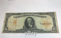 1922 $10 Gold. Certificate, fr-1173a, speelman White signatures, Fine