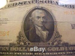 1922 $10 Large Gold Certificate Nice Very Fine Attractive Rare Note