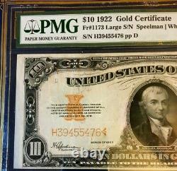 1922 $10 Large Gold Certificate Pmg 30 Very Fine, Must See