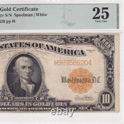 1922 $10 PMG 25 VF Fr-1173 Gold Certificate Large S/N H98956620