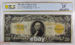 1922 $20 Fr. 1187 Gold Certificate PCGS VF-25