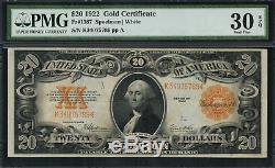 1922 $20 Gold Certificate FR-1187 Graded PMG 30 EPQ Very Fine