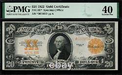 1922 $20 Gold Certificate FR-1187 STAR NOTE Graded PMG 40 Extremely Fine