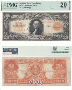 1922 $20 Gold Certificate F-1187 PMG VF-20