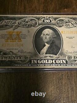 1922 $20 Gold Certificate Fr. 1187 Fine See Photos