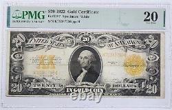 1922 $20 Gold Certificate, Fr#1187, Large Serial Number, PMG VF20