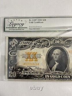 1922 $20 Gold Certificate Fr. 1187 Legacy Graded