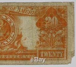 1922 $20 Gold Certificate Fr#1187 Net Fine Corner Damage (700)
