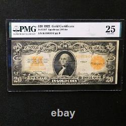 1922 $20 Gold Certificate, Fr # 1187, PMG 25 Very Fine (Speelman-White)